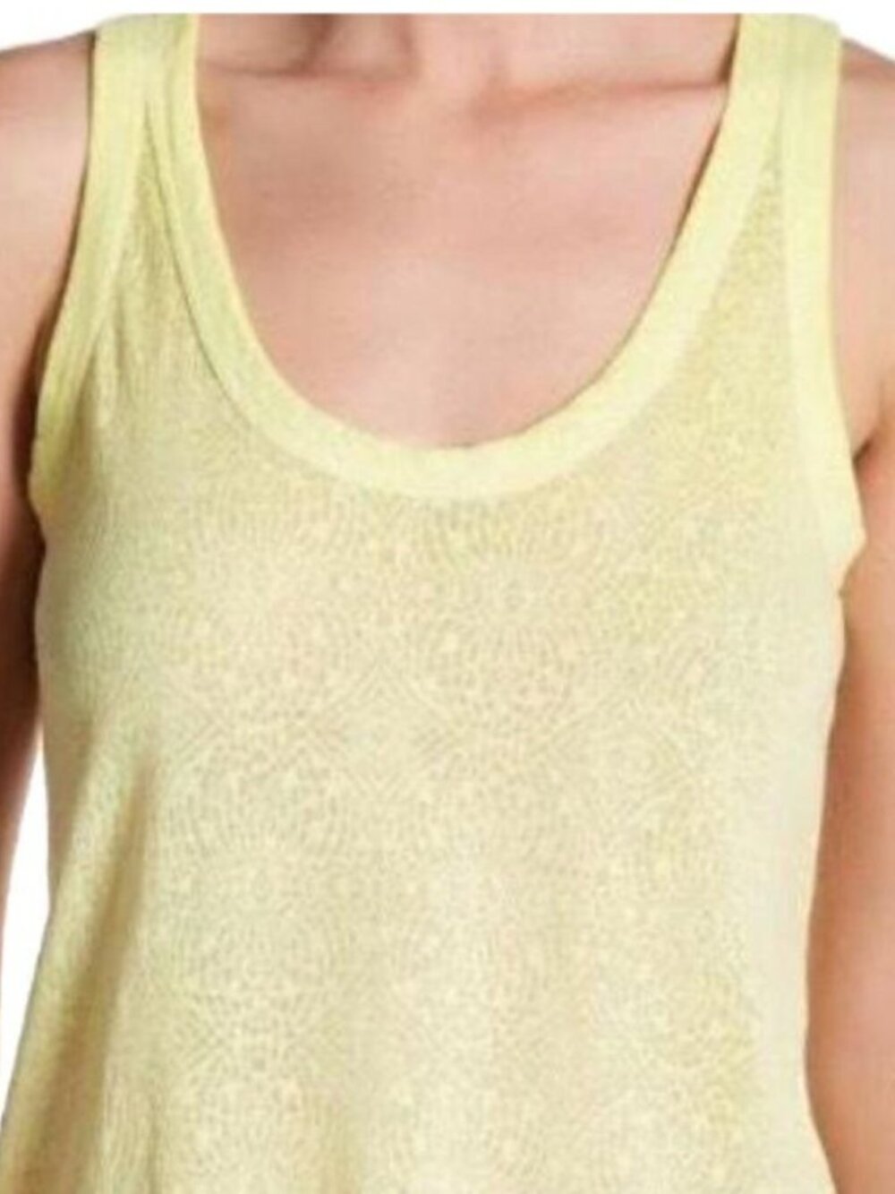 Zadig & Voltaire Deep Burnout Tank Yellow Semi-Sheer Scoop Neck Small